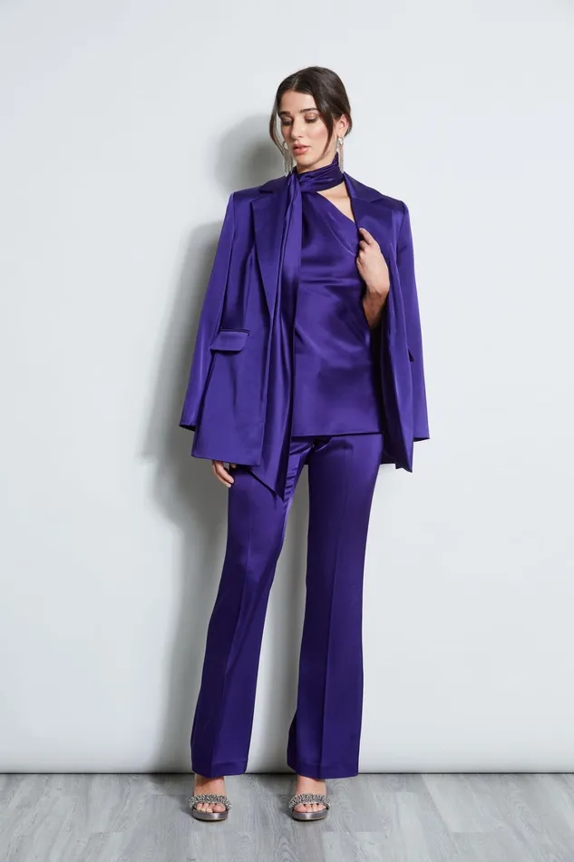 Elie Tahari Tops Satin One Shoulder Scarf Top Winter Plum 8211 Women