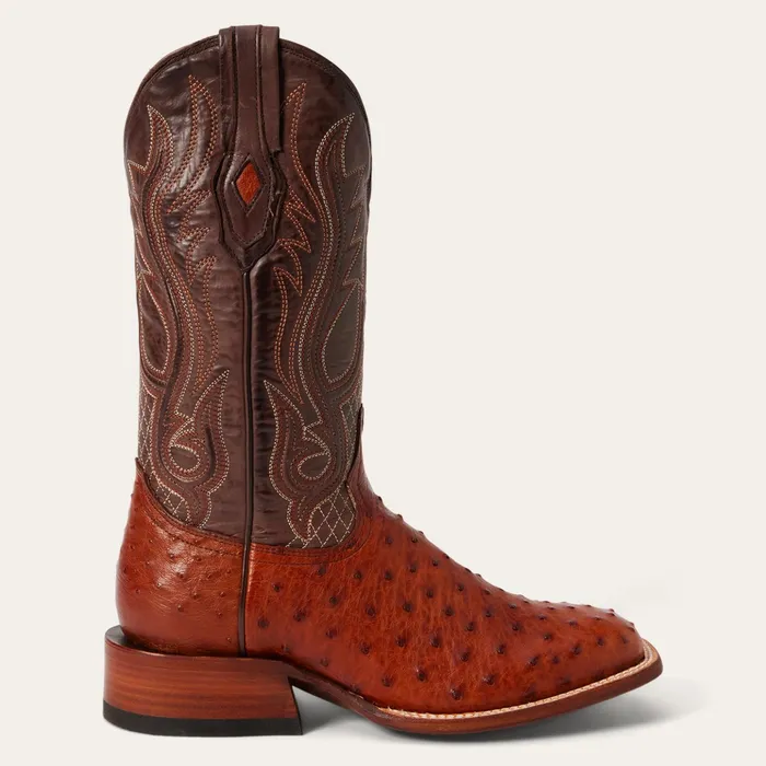 Exotics Men Stetson Ozzy Ostrich Boot Brown
