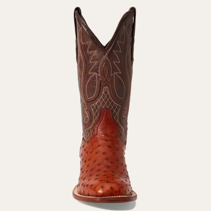 Exotics Men Stetson Ozzy Ostrich Boot Brown