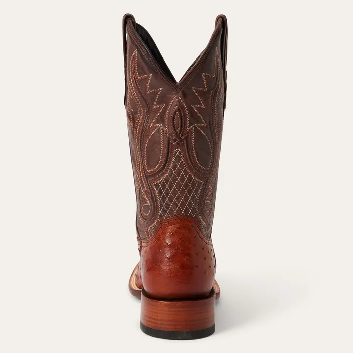 Exotics Men Stetson Ozzy Ostrich Boot Brown