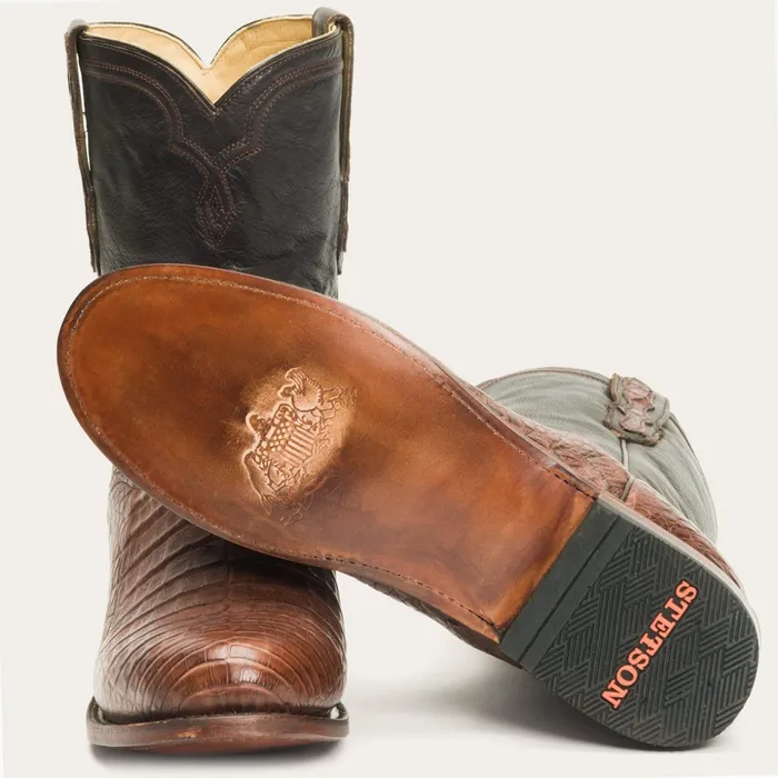 Exotics Men Stetson Puncher Exotic Boots Brown
