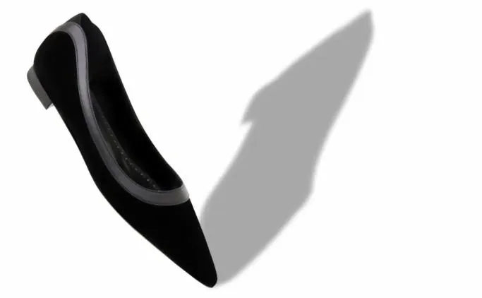 Flats Women Manolo Blahnik DALINAFLATBlack Suede Scalloped Detail Flat Pumps