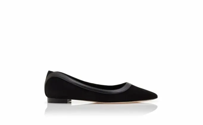Flats Women Manolo Blahnik DALINAFLATBlack Suede Scalloped Detail Flat Pumps Flats Women Manolo Blahnik DALINAFLATBlack Suede Scalloped Detail Flat Pumps