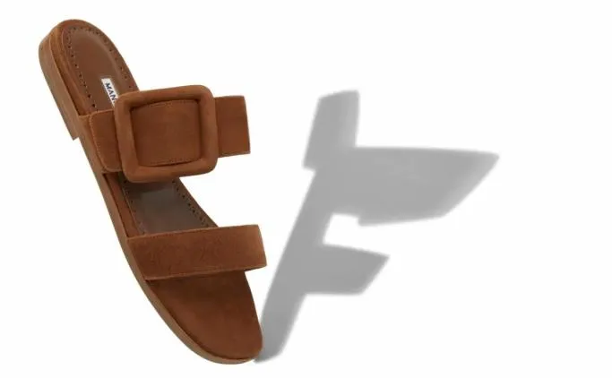 Flats Women Manolo Blahnik TITUBAFLATBrown Suede Flat Sliders