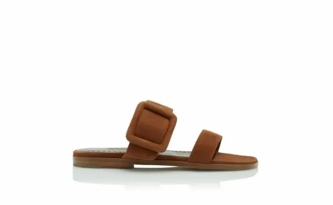 Flats Women Manolo Blahnik TITUBAFLATBrown Suede Flat Sliders Flats Women Manolo Blahnik TITUBAFLATBrown Suede Flat Sliders