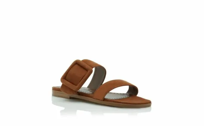 Flats Women Manolo Blahnik TITUBAFLATBrown Suede Flat Sliders Flats Women Manolo Blahnik TITUBAFLATBrown Suede Flat Sliders