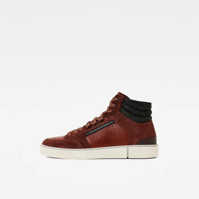 Footwear Men GStar RAW Ravond II Mid Leather Sneakers Redbrown
