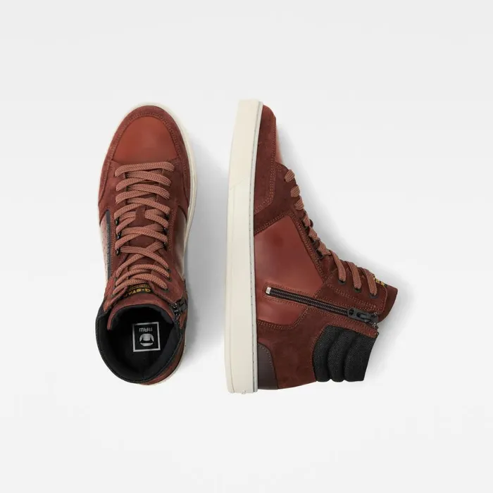 Footwear Men GStar RAW Ravond II Mid Leather Sneakers Redbrown