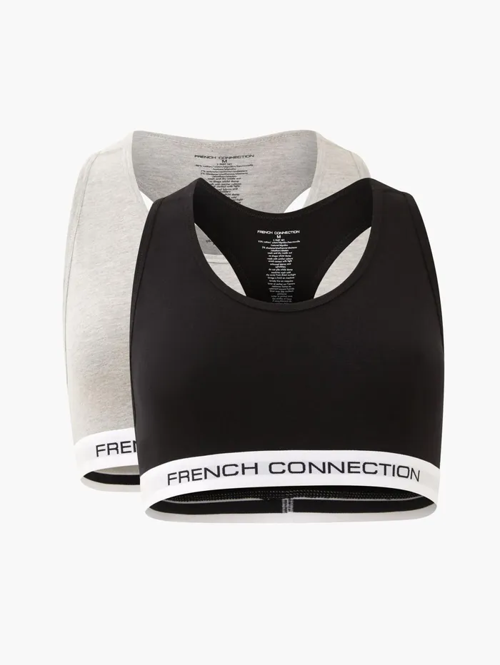 French Connection 2 Pack French Connection Crop Tops Logo BlackGrey Woman Underwear and Socks French Connection 2 Pack French Connection Crop Tops Logo BlackGrey Woman Underwear and Socks