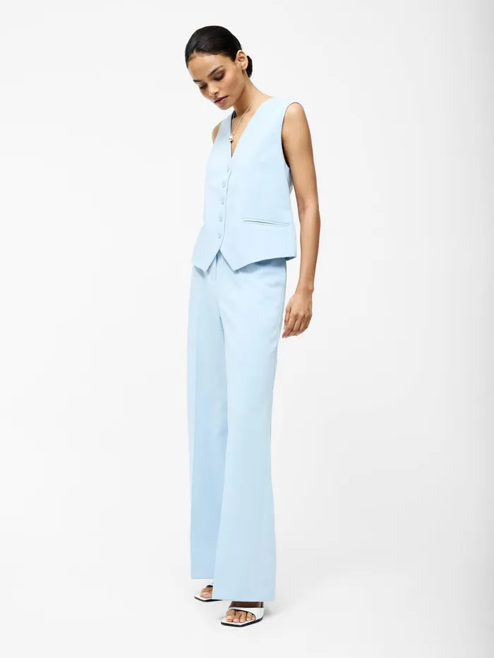 French Connection Angie Tailored Wide Leg Trousers Sky Blue Woman Trousers