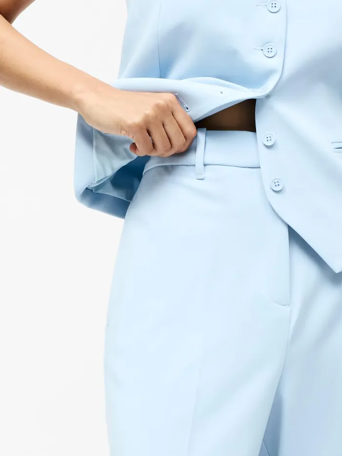French Connection Angie Tailored Wide Leg Trousers Sky Blue Woman Trousers