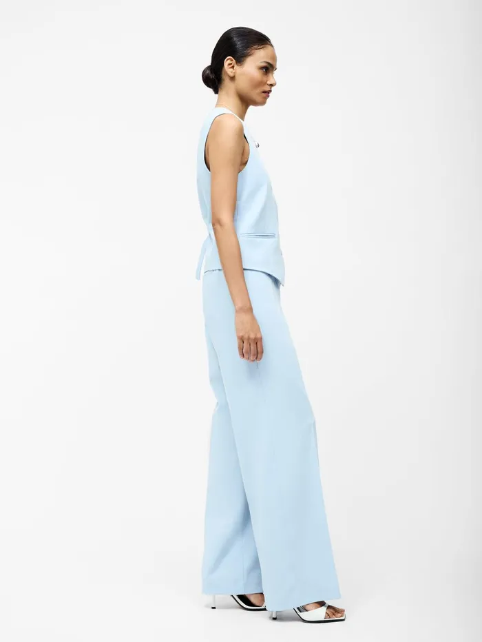 French Connection Angie Tailored Wide Leg Trousers Sky Blue Woman Trousers