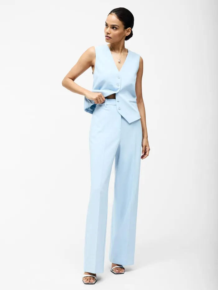 French Connection Angie Tailored Wide Leg Trousers Sky Blue Woman Trousers