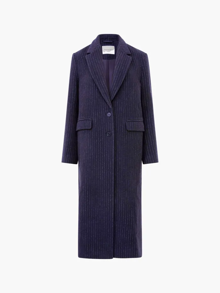 French Connection Arlana Pinstripe Coat NavyGrey Woman Coats and Jackets