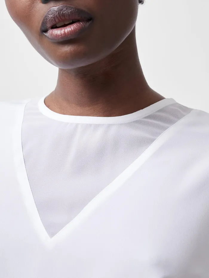 French Connection Capriana Crepe Top Linen White Woman Tops