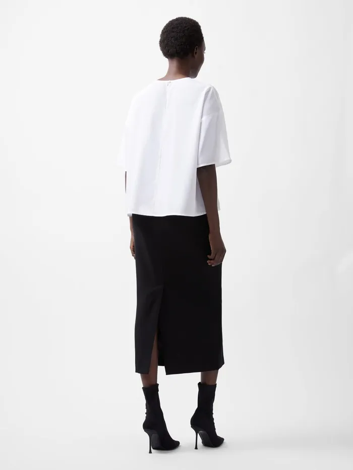 French Connection Capriana Crepe Top Linen White Woman Tops