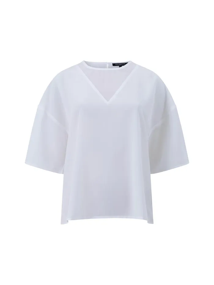 French Connection Capriana Crepe Top Linen White Woman Tops