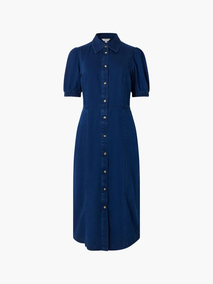 French Connection Chambray Button Through Shirt Dress Mid Wash Woman Dresses