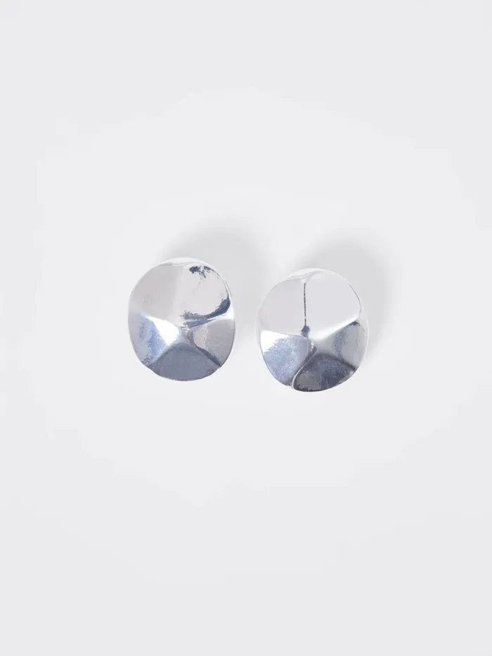 French Connection Circular Disc Stud Earrings Silver Woman Jewellery