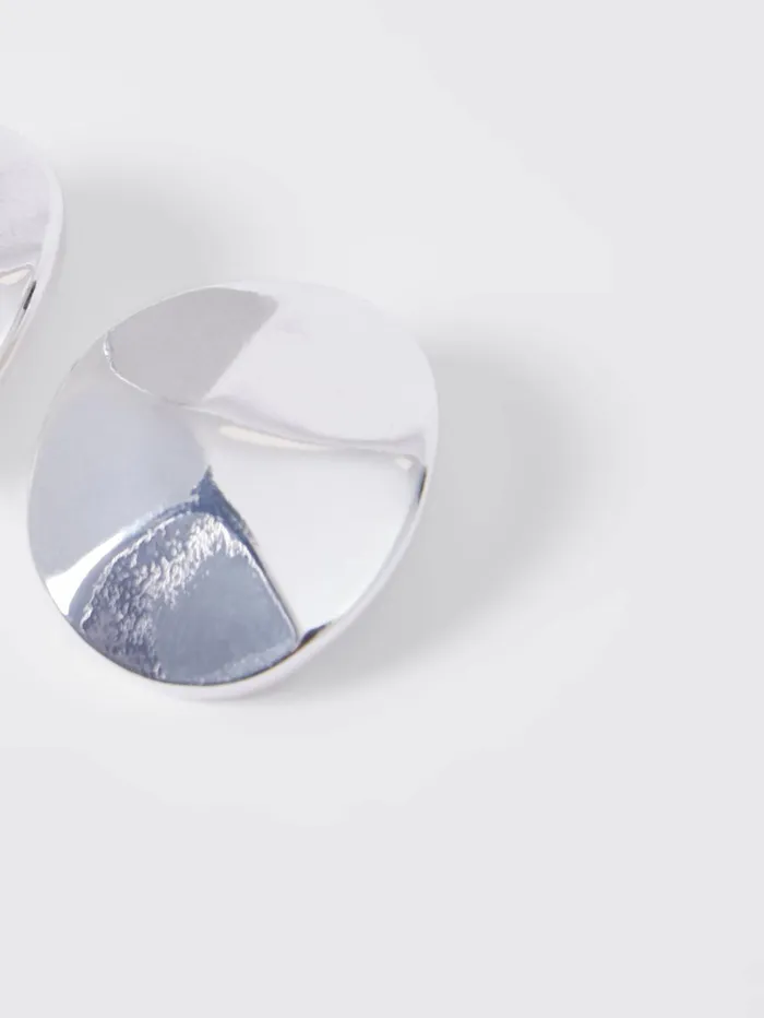French Connection Circular Disc Stud Earrings Silver Woman Jewellery