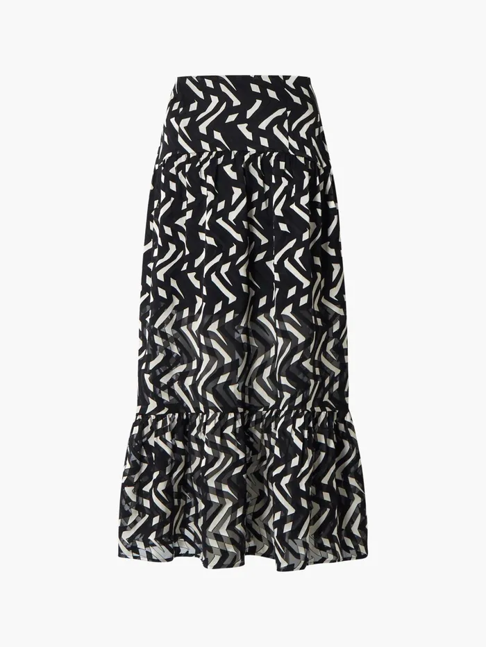 French Connection Diandra Satin Devore Skirt BlackCream Woman Skirts