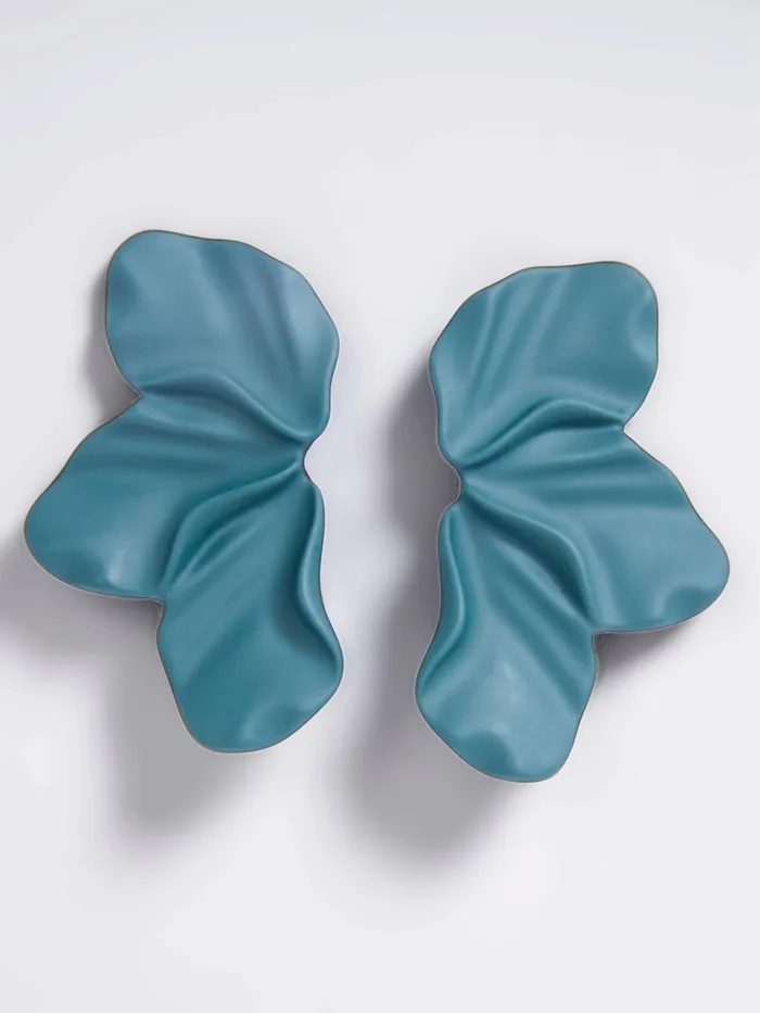 French Connection Flower Piece Earrings Dark Green Woman Jewellery