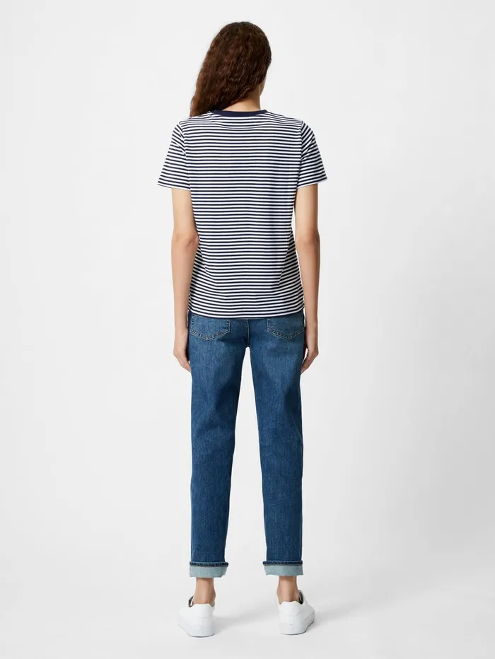 French Connection Fraises Stripe TShirt MidnightWhite Woman Tops