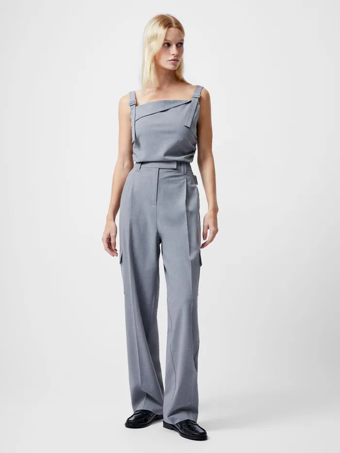 French Connection Franklin Barrel Leg Cargo Trousers Grey Woman Trousers