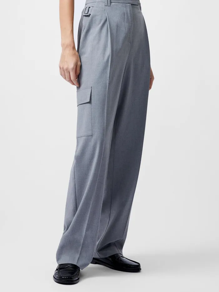 French Connection Franklin Barrel Leg Cargo Trousers Grey Woman Trousers
