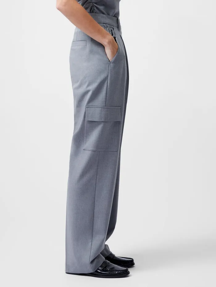 French Connection Franklin Barrel Leg Cargo Trousers Grey Woman Trousers