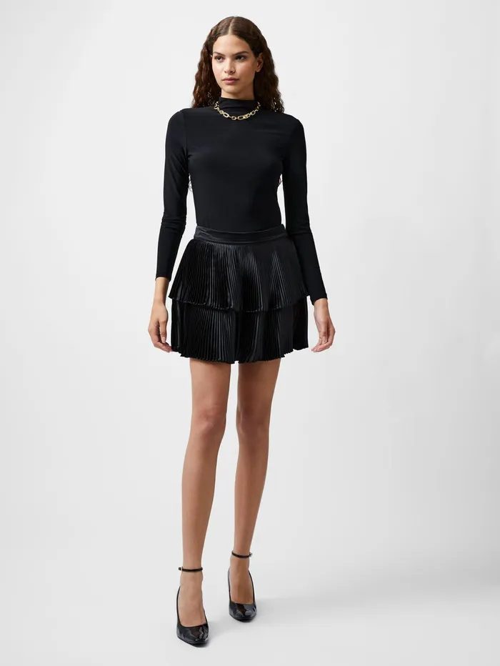 French Connection Ilsa Pleated Mini Skirt Blackout Woman Skirts