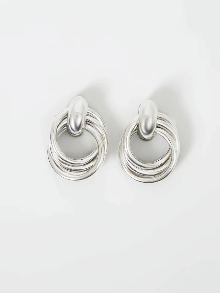 French Connection Interlocking Metal Knot Earrings Rhodium Woman Jewellery