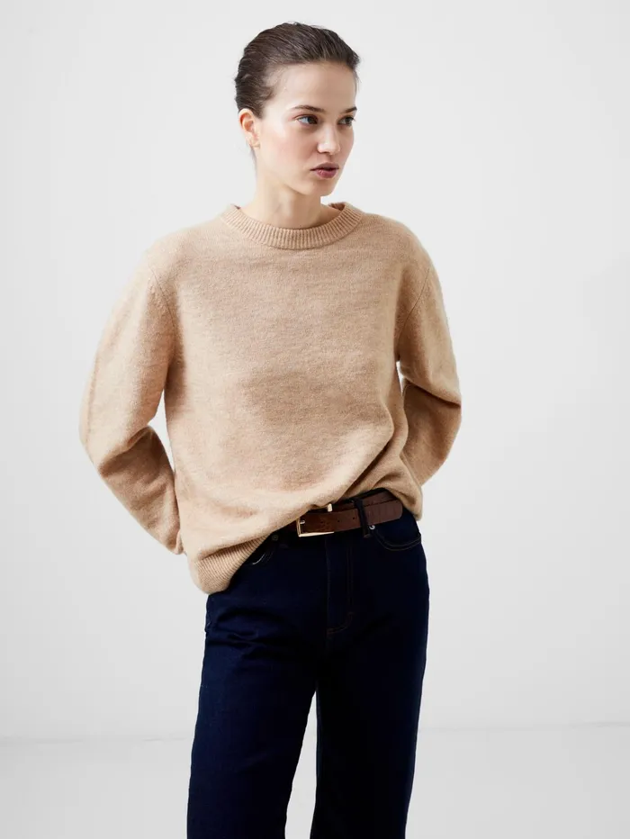 French Connection Kesia Recycled Crew Neck Jumper Camel Mel Woman Jumpers and Cardigans French Connection Kesia Recycled Crew Neck Jumper Camel Mel Woman Jumpers and Cardigans