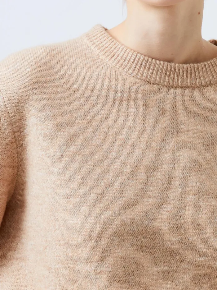 French Connection Kesia Recycled Crew Neck Jumper Camel Mel Woman Jumpers and Cardigans