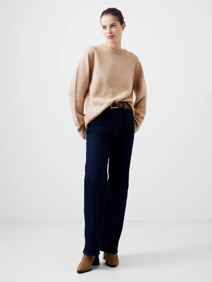 French Connection Kesia Recycled Crew Neck Jumper Camel Mel Woman Jumpers and Cardigans