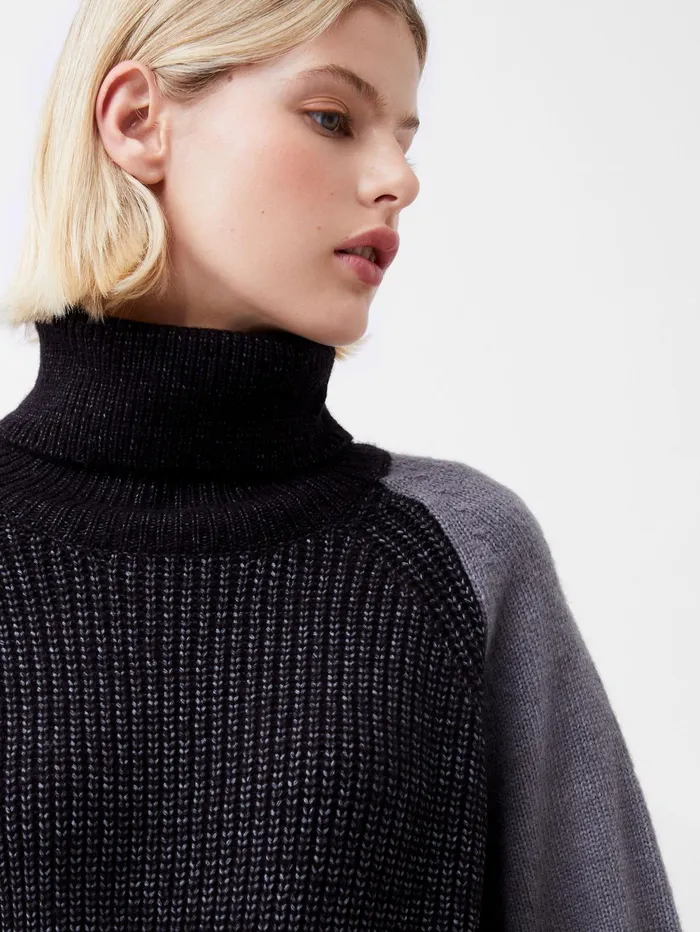 French Connection Kessy High Neck Knit JumperCharcoalWarm Graphite Woman Jumpers and Cardigans
