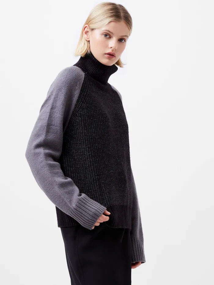 French Connection Kessy High Neck Knit JumperCharcoalWarm Graphite Woman Jumpers and Cardigans