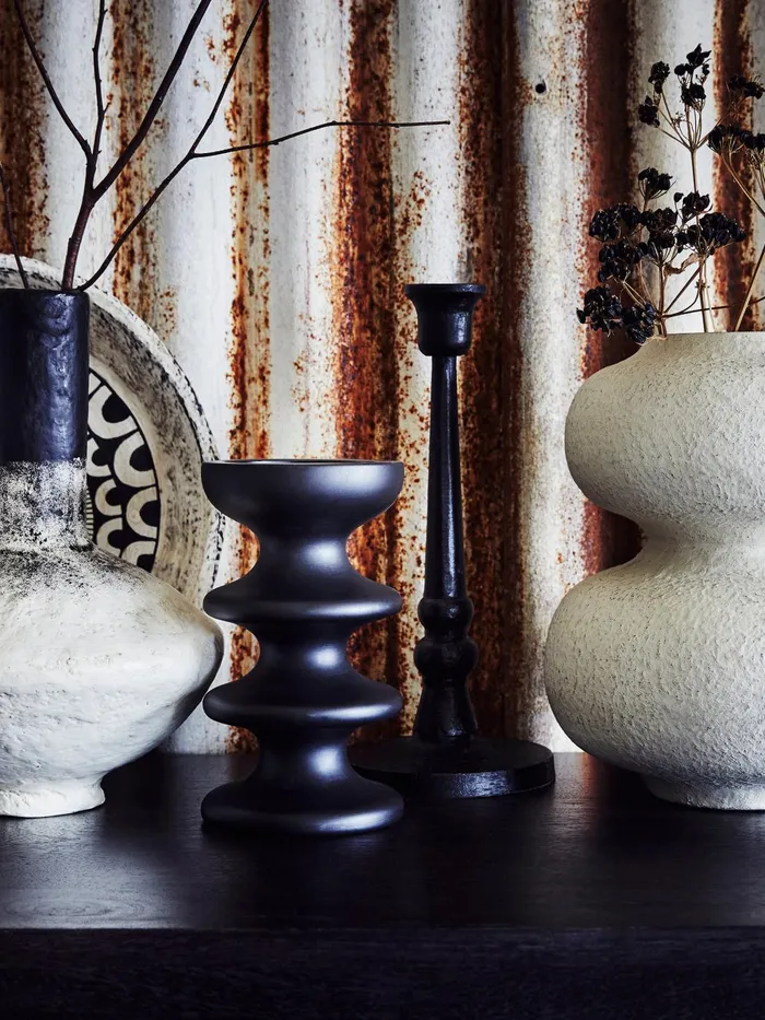 French Connection Large Kala Candle Holder Black Home Home Accessories