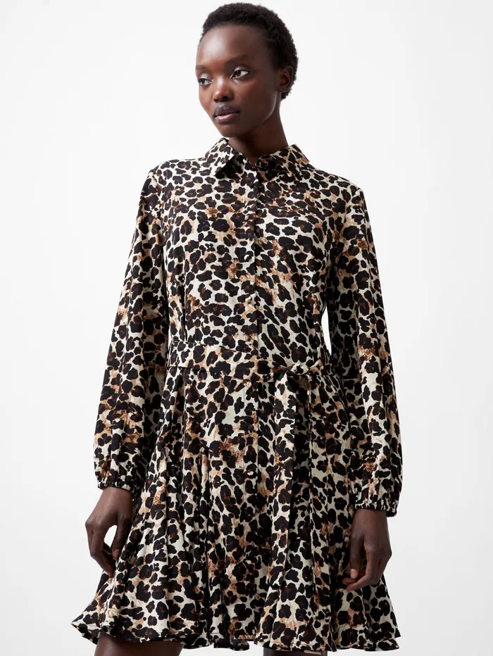 French Connection Leopard Print Swing Dress Multi Woman Dresses