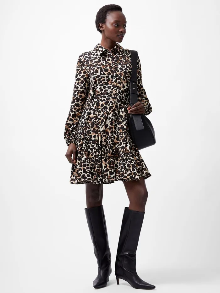 French Connection Leopard Print Swing Dress Multi Woman Dresses