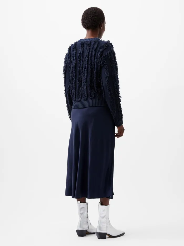 French Connection Malika Fringed Jumper Marine Woman Jumpers and Cardigans