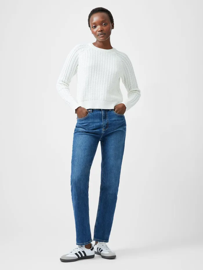 French Connection Mozart Popcorn Cable Knit Jumper Winter White Woman Jumpers and Cardigans