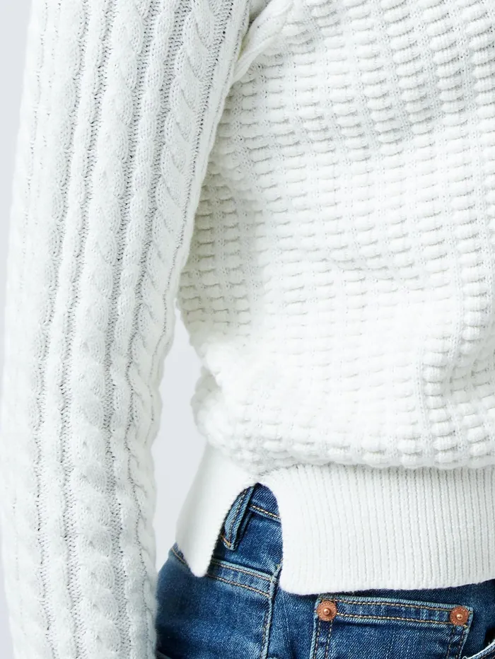 French Connection Mozart Popcorn Cable Knit Jumper Winter White Woman Jumpers and Cardigans