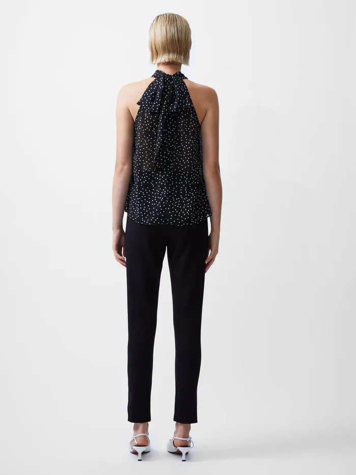 French Connection Polka Dot Rosetta Halterneck Top BlackWhite Woman Tops