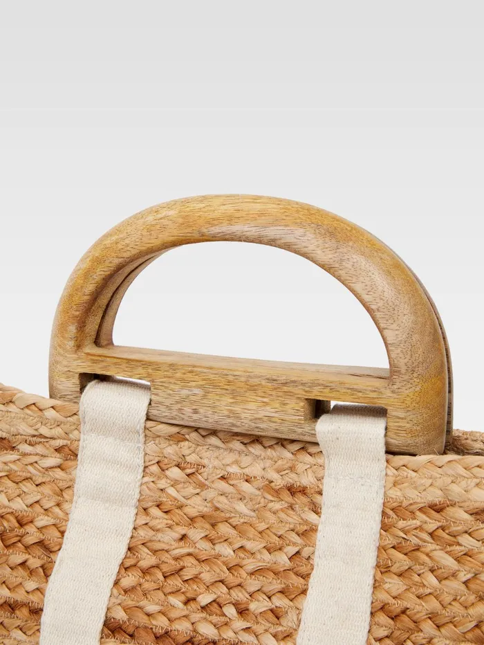 French Connection Raffia Basket Bag JuteNaturalWhite Woman Bags and Purses