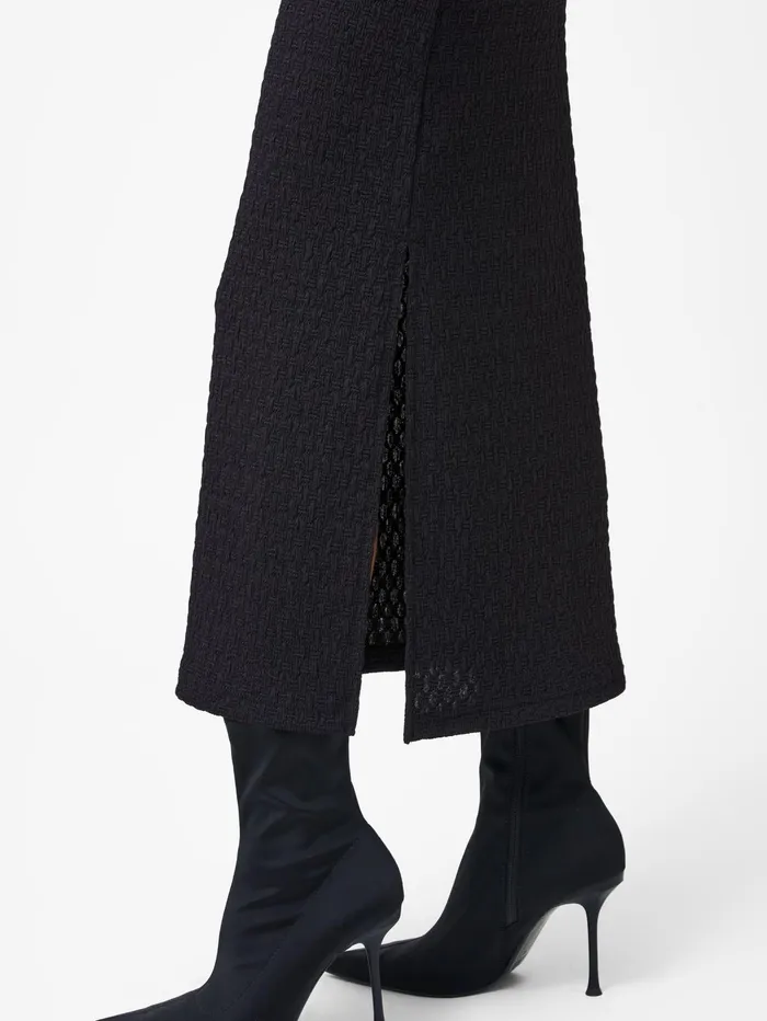 French Connection Sadie Textured Boat Neck Dress Blackout Woman Dresses