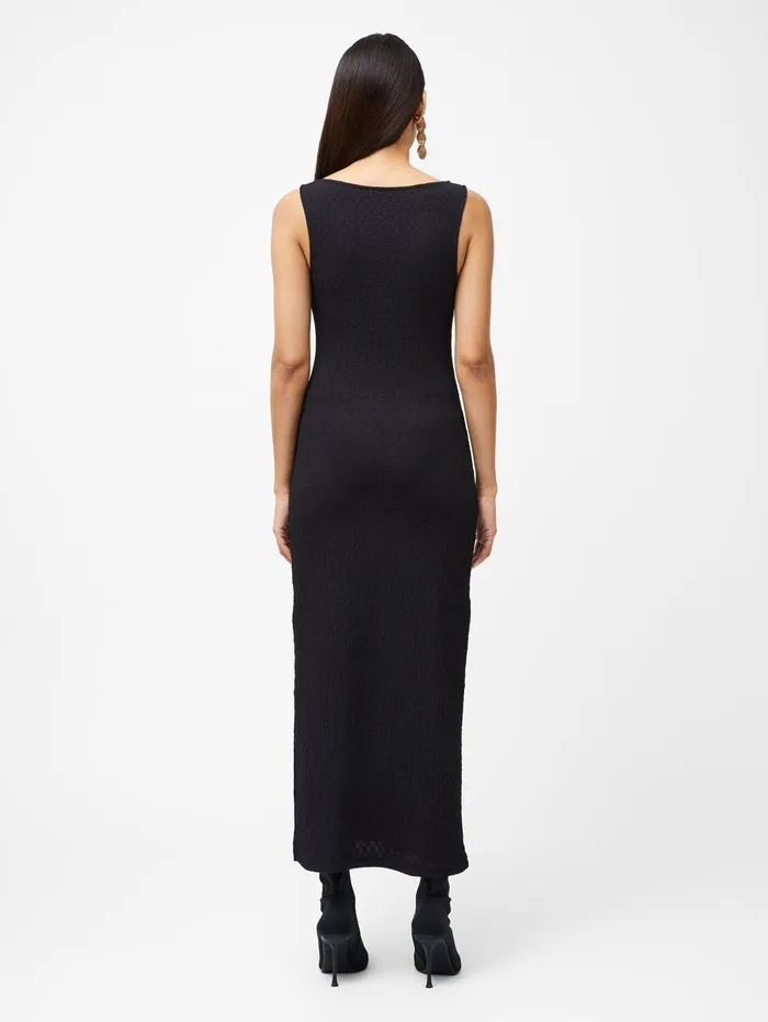 French Connection Sadie Textured Boat Neck Dress Blackout Woman Dresses