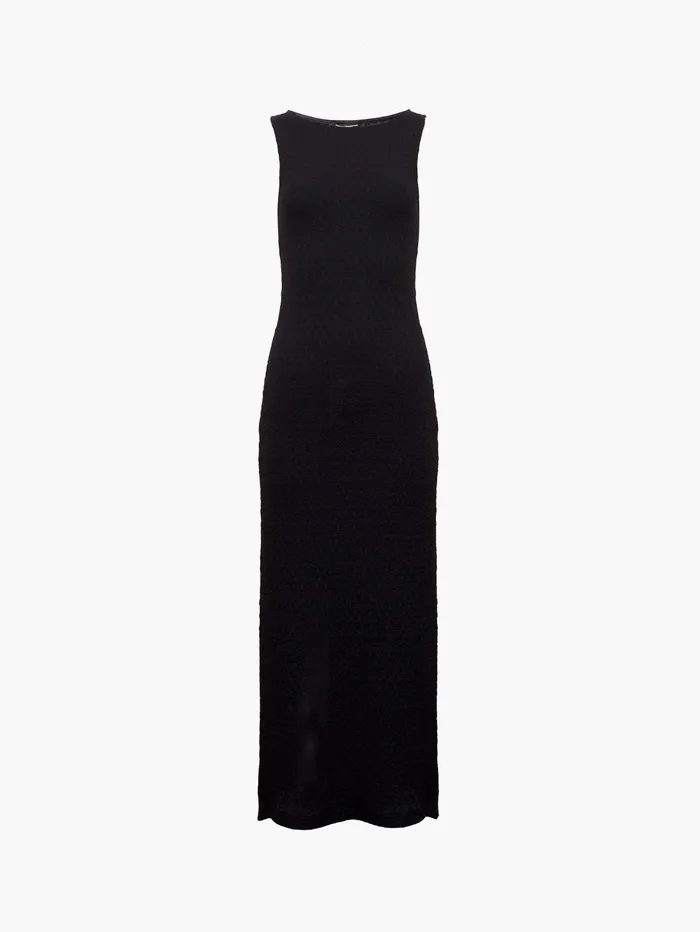 French Connection Sadie Textured Boat Neck Dress Blackout Woman Dresses