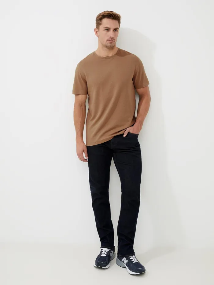 French Connection Short Sleeve Ottoman Texture TShirt Tobacco Man TShirts and Polo Shirts