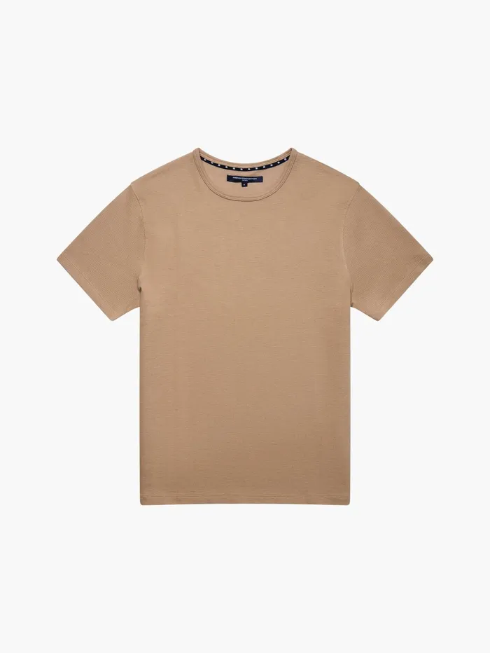 French Connection Short Sleeve Ottoman Texture TShirt Tobacco Man TShirts and Polo Shirts